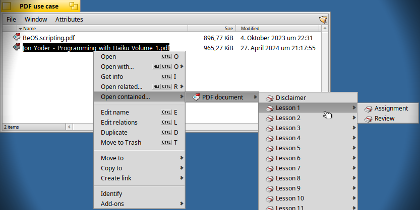 bookmark relations pointing inside a PDF document